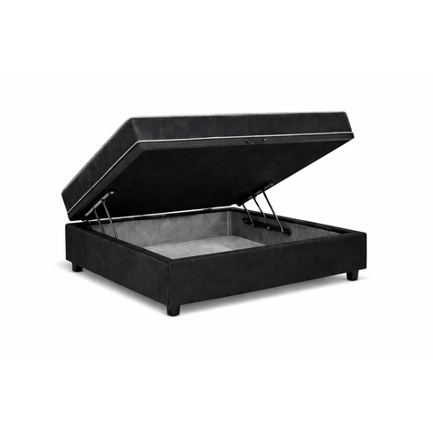 Kit Cama Box Baú Solteiro 88x188 cm + Colchão D33 Solteiro 14 cm Preto Suede