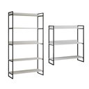 Ver imagem 1 de Kit Industrial Estante Guaecá 180x95 + Aparador Córdoba 100x95 3 Prateleiras Sala - Preto/branco