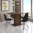 Ver imagem 2 de Mesa Jantar Londres Tampo Amêndoa 120cm 4 Cadeiras Ferro Preto Estofado Verde