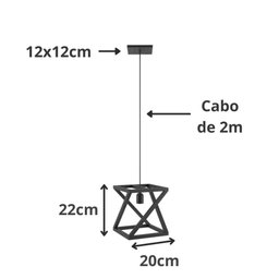 Pendente Luminária Quadrada Industrial Preto - 5