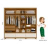 Guarda Roupa Casal 240cm 6 Portas Ripadas 5 Gavetas Freijó Off White Inspiração Moval - 5