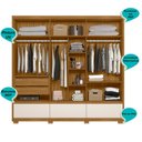 Ver imagem 7 de Guarda Roupa Casal 240cm 6 Portas Ripadas 5 Gavetas Freijó Off White Inspiração Moval