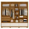 Guarda Roupa Casal 240cm 6 Portas Ripadas 5 Gavetas Freijó Off White Inspiração Moval - 10