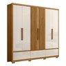 Guarda Roupa Casal 240cm 6 Portas Ripadas 5 Gavetas Freijó Off White Inspiração Moval - 11