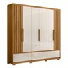 Guarda Roupa Casal 240cm 6 Portas Ripadas 5 Gavetas Freijó Off White Inspiração Moval - 3