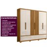 Guarda Roupa Casal 240cm 6 Portas Ripadas 5 Gavetas Freijó Off White Inspiração Moval - 6