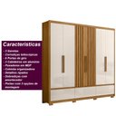 Ver imagem 6 de Guarda Roupa Casal 240cm 6 Portas Ripadas 5 Gavetas Freijó Off White Inspiração Moval