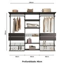 Ver imagem 6 de Closet Aberto Modular para Casal 245cm Eminence Preto