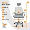 Ver imagem 5 de Cadeira Escritório Diretor Tela Mesh com Encosto de Cabeça - Branco - 2 + E-book