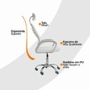 Ver imagem 6 de Cadeira Escritório Diretor Tela Mesh com Encosto de Cabeça - Branco - 2 + E-book