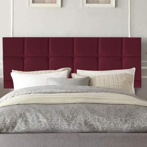 Painel Estofado Luxo Espanha 100cm Solteiro para Cama Box Suede Bordô - Gat Magazine