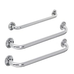 Barra Alça De Apoio Inox Kit 2 Und 60cm e 1 40cm Suporte Idoso Cadeirante Deficientes - 1