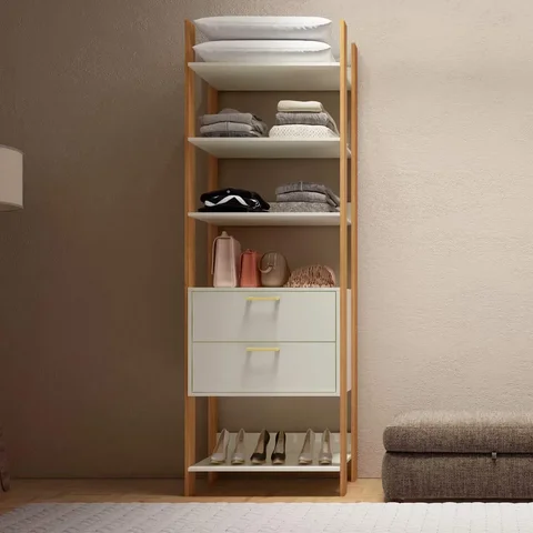 Guarda Roupa Closet Mdf 73,6cm 2 Gavetas Off/freijó/gold Tw401