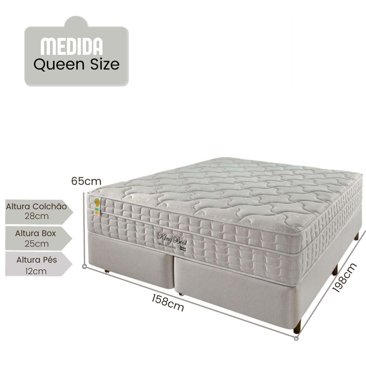 Conjunto Cama+box Queen Size Molas Ensacadas 158x198x65cm King Best - Anjos - Megasul - 3