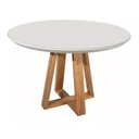 Ver imagem 2 de Mesa Jantar Redonda Laqueada 100cm Diâmetro Tampo mdf e Vidro Off ** SOMENTE A MESA**