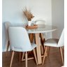 Mesa Jantar Redonda Laqueada  100cm Diâmetro Tampo mdf e Vidro Off ** SOMENTE A MESA** - 1