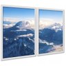Kit 2 Quadros Montanha Neve Vista Aérea 45x34cm:moldura Branca - 1