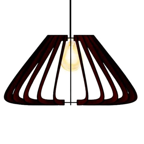 Luminária Teto tipo Pendente MACAU MDF Completa -:Preta