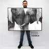 Quadro Decorativo em Canvas Elefantes se Encarando TaColado Moldura Flutuante 4,5cm Freijó 120 x 80c - 2