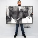 Ver imagem 2 de Quadro Decorativo em Canvas Elefantes se Encarando TaColado Moldura Flutuante 4,5cm Freijó 120 x 80c