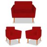 Kit Divã Sofá Namoradeira Mia mais 2 Poltrona Cadeira Decorativa Suede Vermelho para Consultório Sal - 1