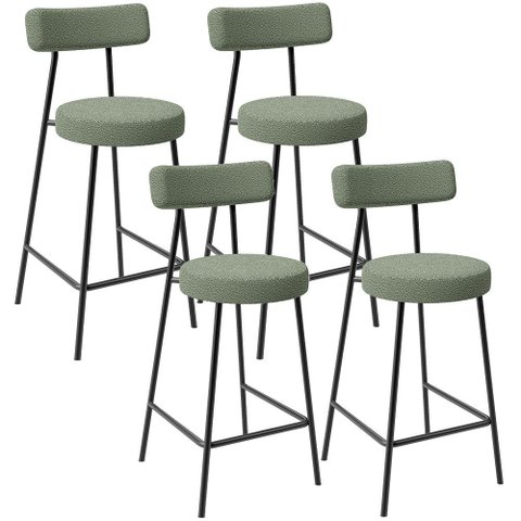 Kit 04 Banquetas Baixa para Cozinha Sala de Jantar Bar Bancada Milão L02 Bouclê Oliva - lyam