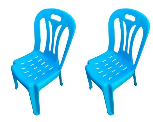 02 Cadeiras Infantil de Plástico para Estudar e Desenhar Azul - 1