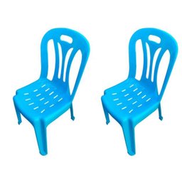02 Cadeiras Infantil de Plástico para Estudar e Desenhar Azul - 1