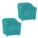 Ver imagem 1 de Kit 2 Poltronas Bia P/ Sala de Estar Consultório Clinica Hospital Recepção Suede Azul Turquesa -Deco