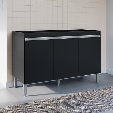 Balcão Gabinete Cozinha Manu 120cm 3 Portas sem Tampo Mdp Multiuso Preto - Desk Design