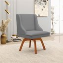 Ver imagem 2 de Kit 06 Cadeiras de Jantar Liz Linho Grosso Grafite A26 Base Giratória de Madeira MM30 - D'Rossi