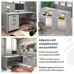 Mesa de Reunião 8 Pessoas 2,70m Cinza 2 Caixas de Tomadas F5 Cor:cinza - 5