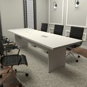 Ver imagem 1 de Mesa de Reunião 8 Pessoas 2,70m Cinza 2 Caixas de Tomadas F5