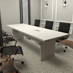 Mesa de Reunião 8 Pessoas 2,70m Cinza 2 Caixas de Tomadas F5 Cor:cinza - 1
