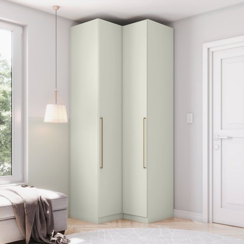 Kit Guarda-Roupa Modulado de Canto 2 Peças Seletto Bege/Areia HP