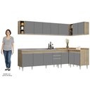 Ver imagem 5 de Armário de Cozinha Modulado de Canto 7 Peças Cp36 com Pia Inox Castanho/cinza - Lumil Lumil Móveis