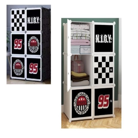 Guarda Roupa Armario Modular 6 Portas Black Estante Organizador Brinquedos Decorativo Luxo