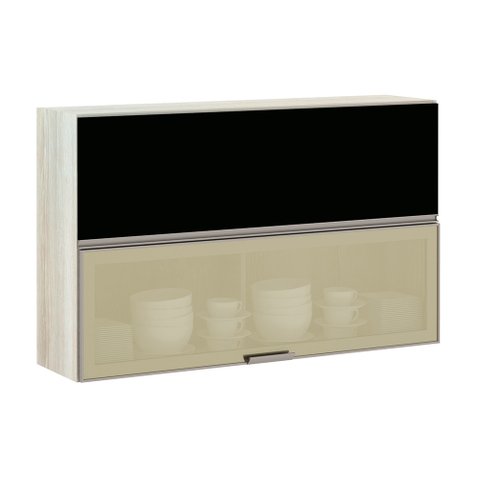 Armário Basculante Misto Luciane 120cm 1 Porta Fechada 1 Porta com Vidro Reflecta Bronze Luci