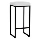Ver imagem 2 de Kit 02 Banqueta Alta Lara Para Cozinha Bar Balcão Bistrô Churrasqueira Ferro Preto Suede Branco - Ah
