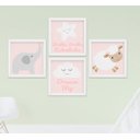Ver imagem 1 de Kit Quadro Infantil Bebê Menina Ovelhinha Nuvem Estrela Elefantinho 4 Peças