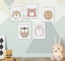 Ver imagem 1 de Quadro Decorativo Infantil Escandinavo Leão Tigre Urso Kit 5 Peças