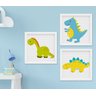 Quadro Infantil Bebê Menino Dinossauro Kit 3 Peças - 1