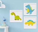 Ver imagem 1 de Quadro Infantil Bebê Menino Dinossauro Kit 3 Peças