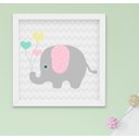 Ver imagem 2 de Quadrinho Infantil Bebê Menina Elefantinho Coração Balão Sonhe Alto Kit 4 Peças
