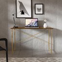 Ver imagem 2 de Mesa Escrivaninha para Estudo Office 0,90 Cm Miami Imbuia/dourado