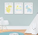 Ver imagem 1 de Quadrinho Infantil Quarto Bebê Menino Dinossauro Be Brave Kit 3 Peças