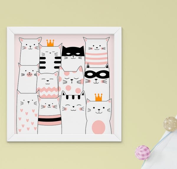 Quadro Decorativo Infantil Quarto Bebê Menina Gatinhos Kit 3 Peças - 3