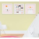 Ver imagem 1 de Quadro Decorativo Infantil Quarto Bebê Menina Gatinhos Kit 3 Peças