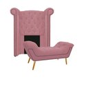 Ver imagem 1 de Kit Cabeceira Calçadeira Veneza 100cm Suede Rosa Bebê