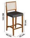 Ver imagem 7 de Kit 4 Banquetas Alta Roma Rattan Luxo Balcão Sacada Pés em Madeira Maciça Premium Banco Cor Cinza